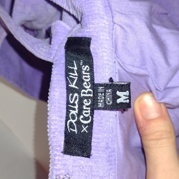 DOLLS kill x Care Bears Lilac Corduroy Pinafore Romper Mini Dress - Picture 7 of 12
